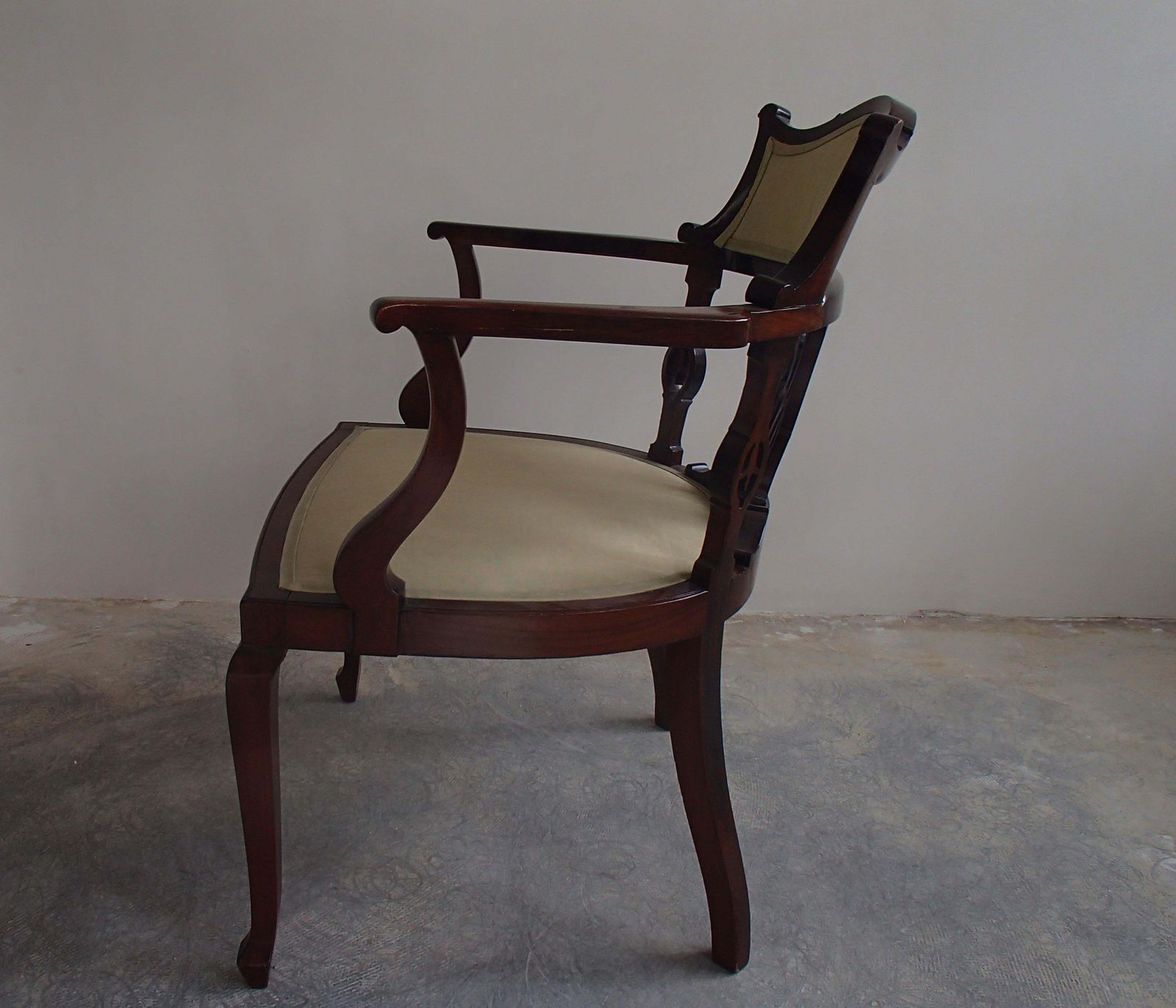 Regency Desk Armchair With Lite Green Silk Covered photo for sale