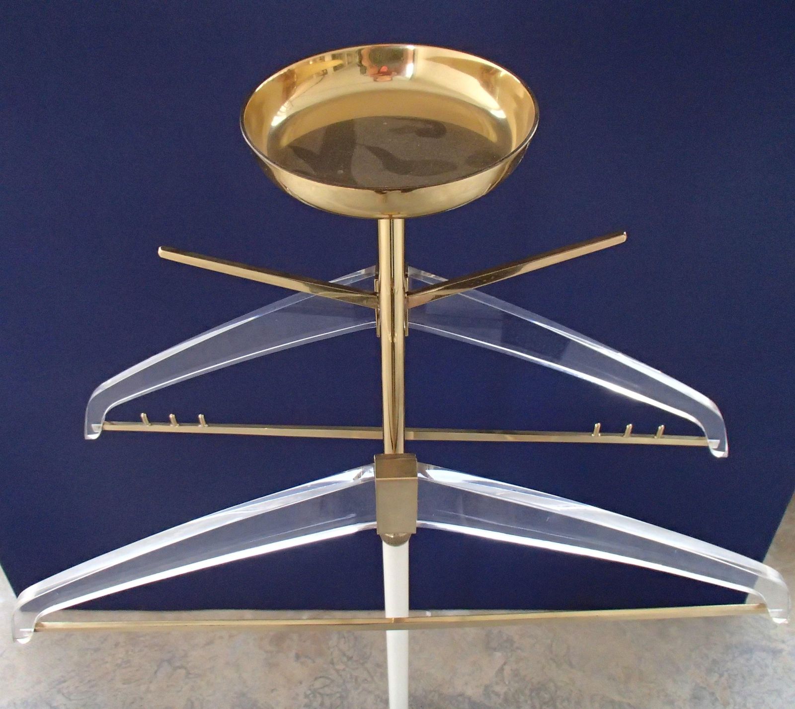Midcentury Plexi & Brass Rack For Coasts, Trousers, Ties, Belts And Cufflinks photo furniture