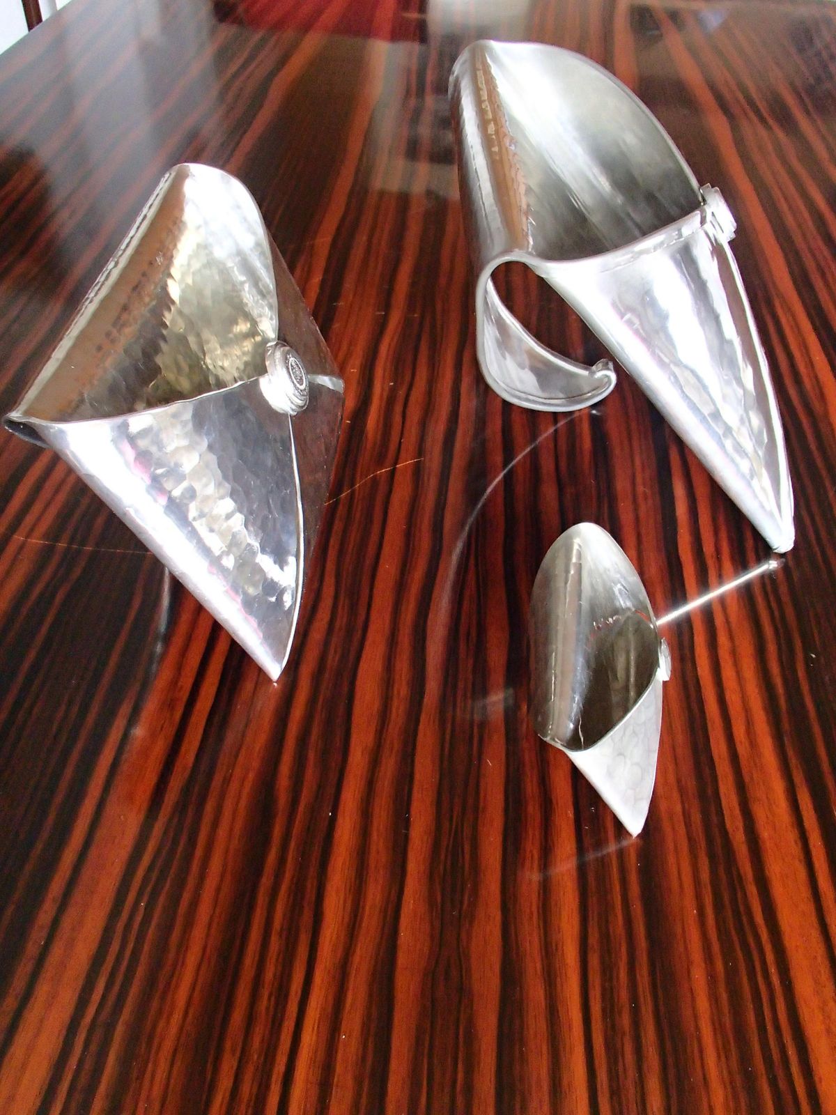 photo for sale Modern Desk Set Of Pewter For Letters And Visit Cards By Jean Goardere