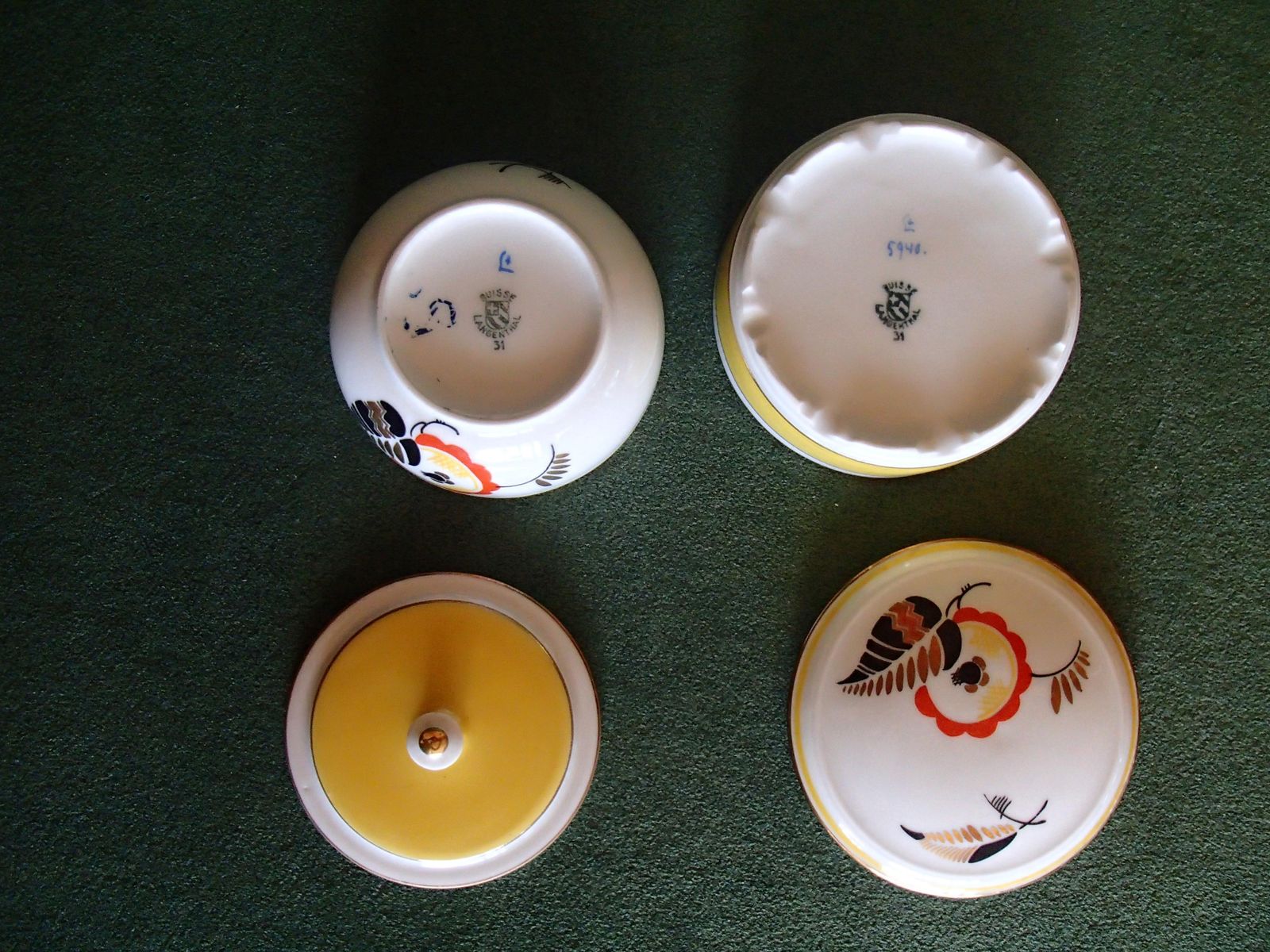 2 Art Deco Langenthal Ceramic Boxes With Geometrical Design photo 312.0
