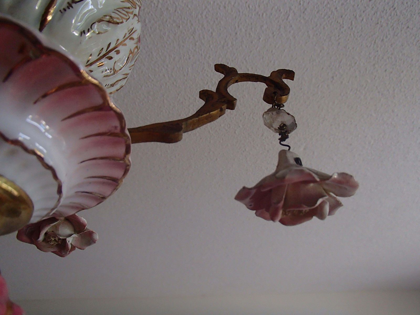 1960th Italian Porcelain Chandelier With Roses photo buy