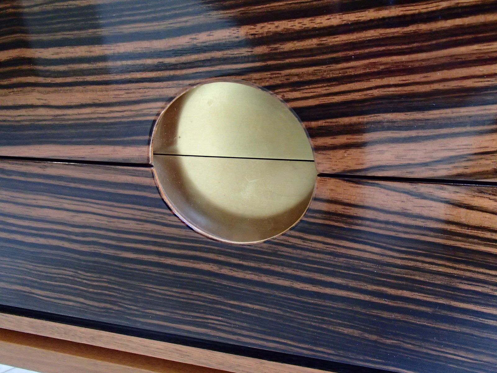 photo furniture Midcentury Chest Of Drawers Or Low Table Ebene De Macassar And Brass Handles