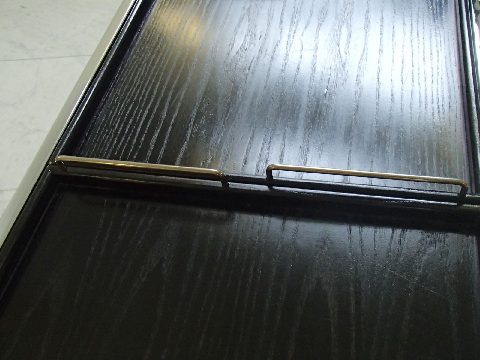 1980 This Modern Chrome And Black Oak Large Trolley Bar Cart photo buy
