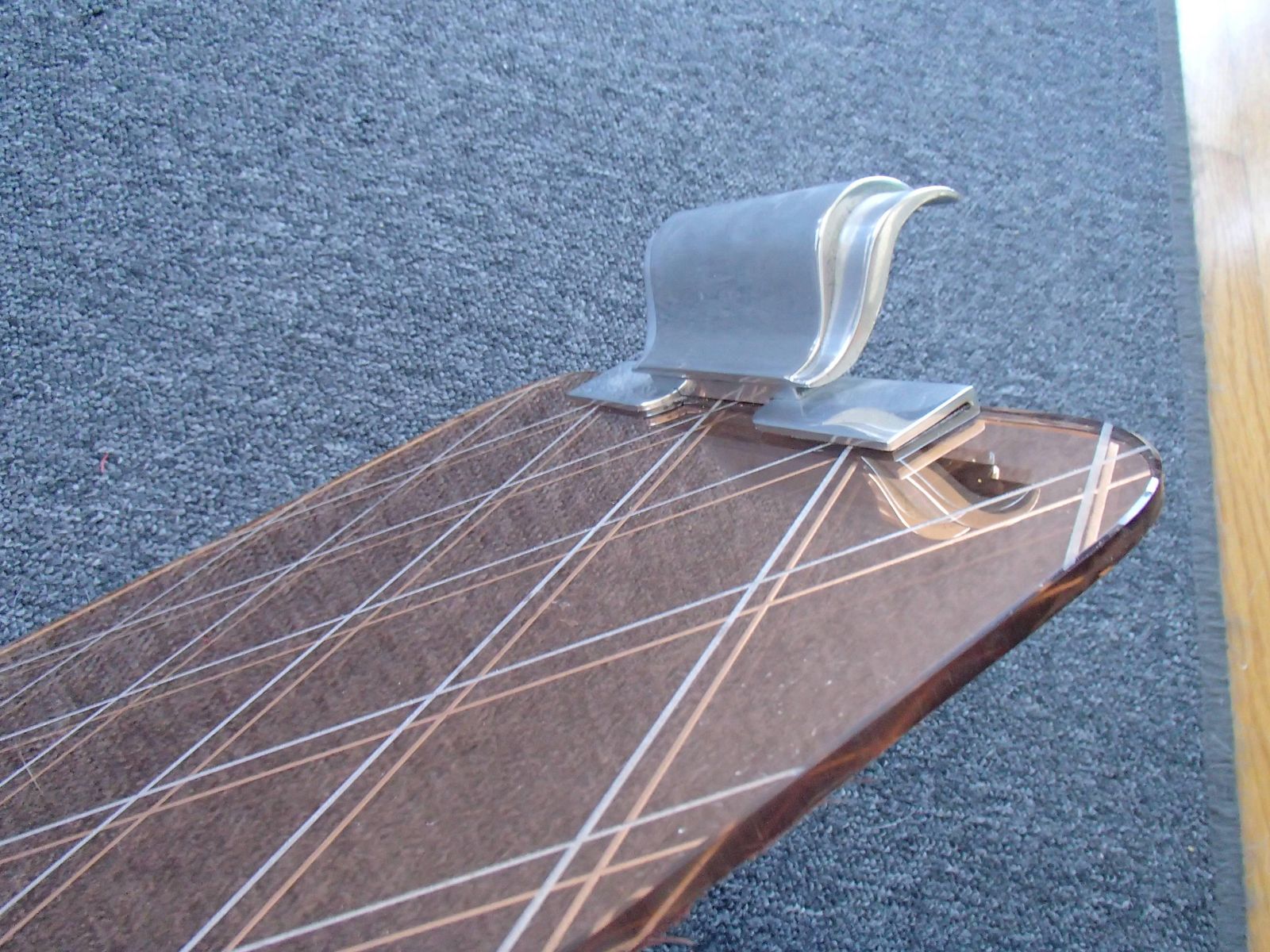 Art Deco Pink Mirror Engraved Rhomboids Serving Tray With Aluminium Handles photo vinterior