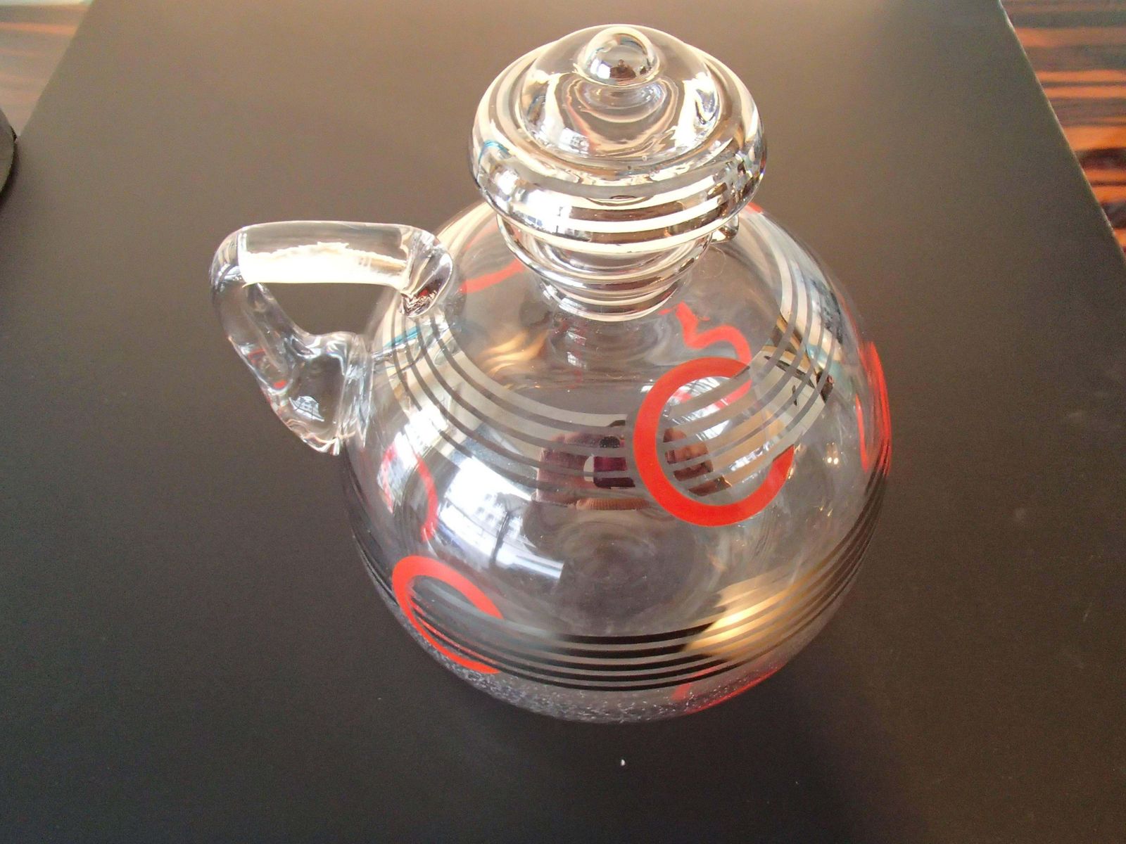 Art Deco Carafe Silver Red And Black Geometrical Design photo furniture