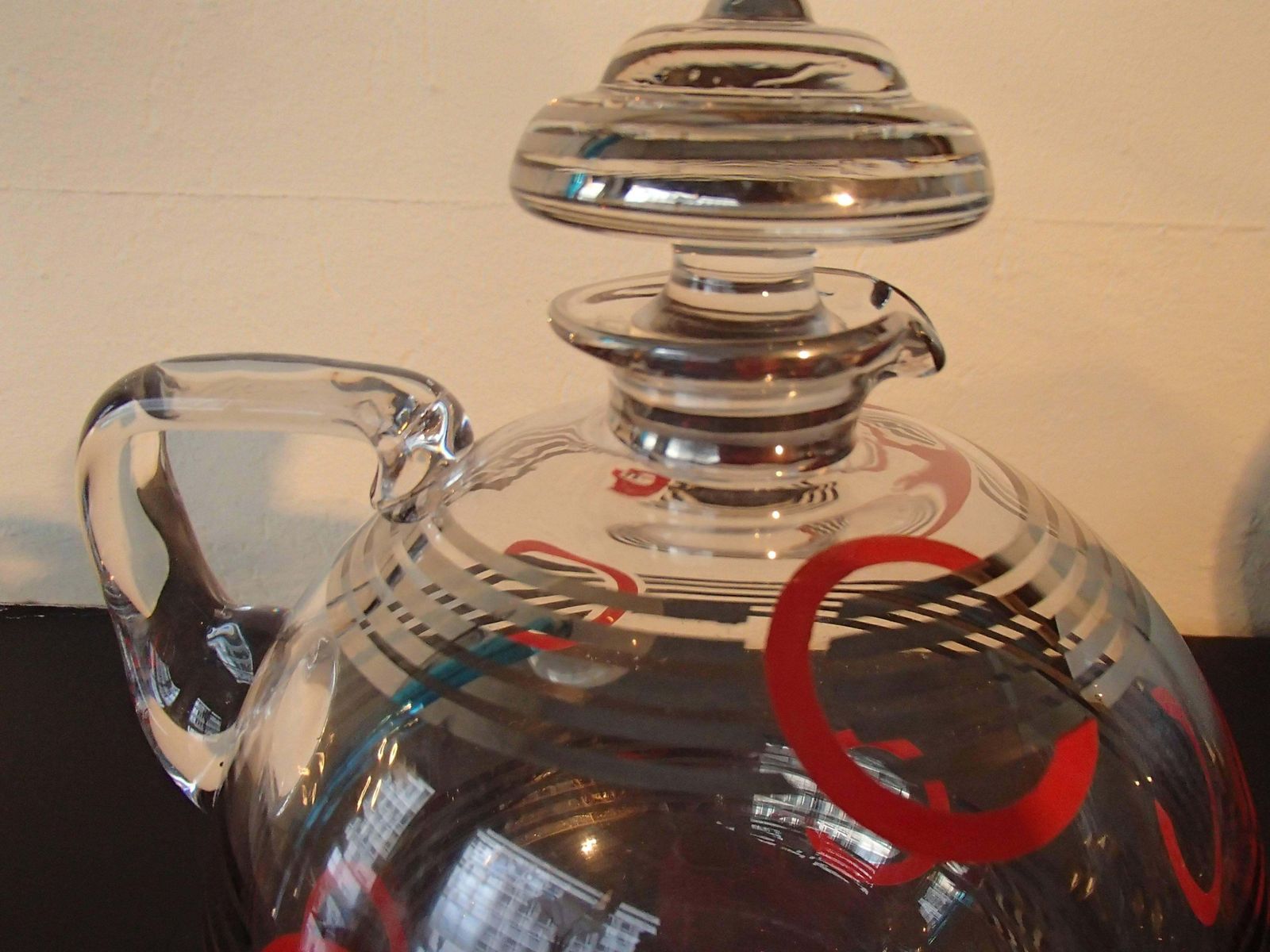 Art Deco Carafe Silver Red And Black Geometrical Design photo vinterior