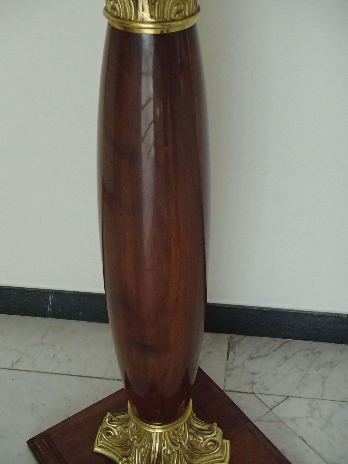 Midcentury Decorative Pair Of Pedestals Walnut With Brass photo vinterior