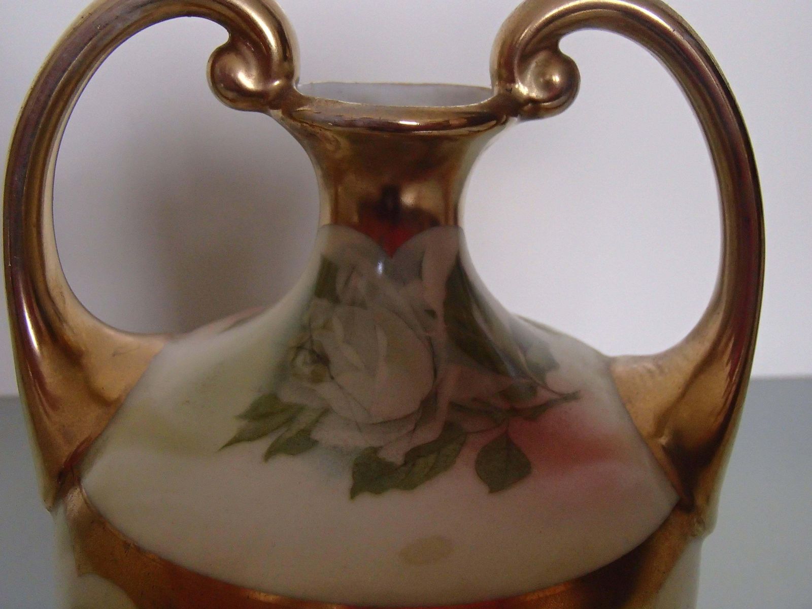 19th Century Porcelain Vase With Roses Painting photo Home Decor