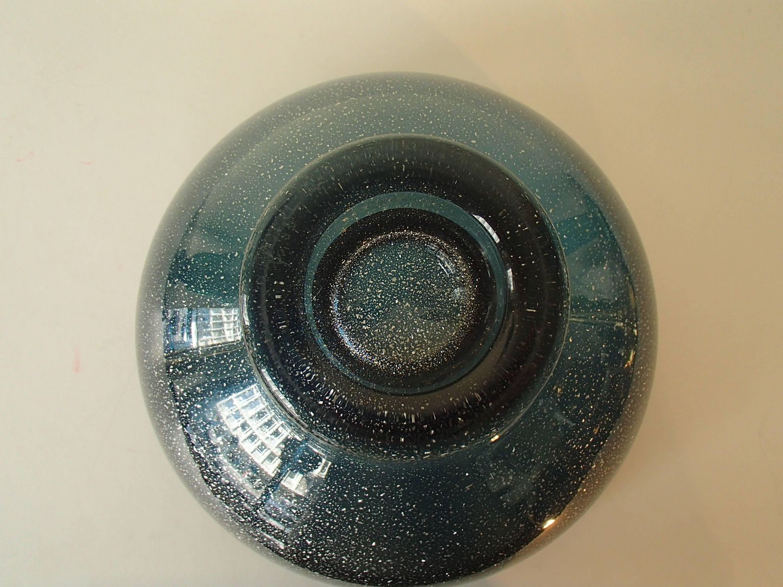 Mid Century Modern Vessel Blue With Silver Inlays By Graal Glas Signed Fs 66 photo vinterior