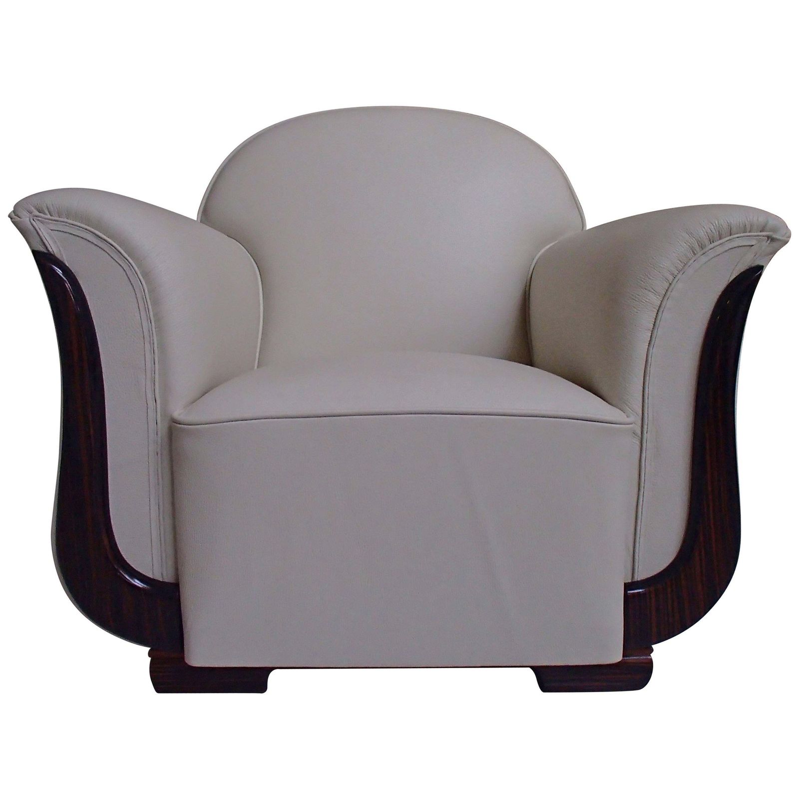 Art Deco Armchair Off White Leather And Ebene De Macassar Decors