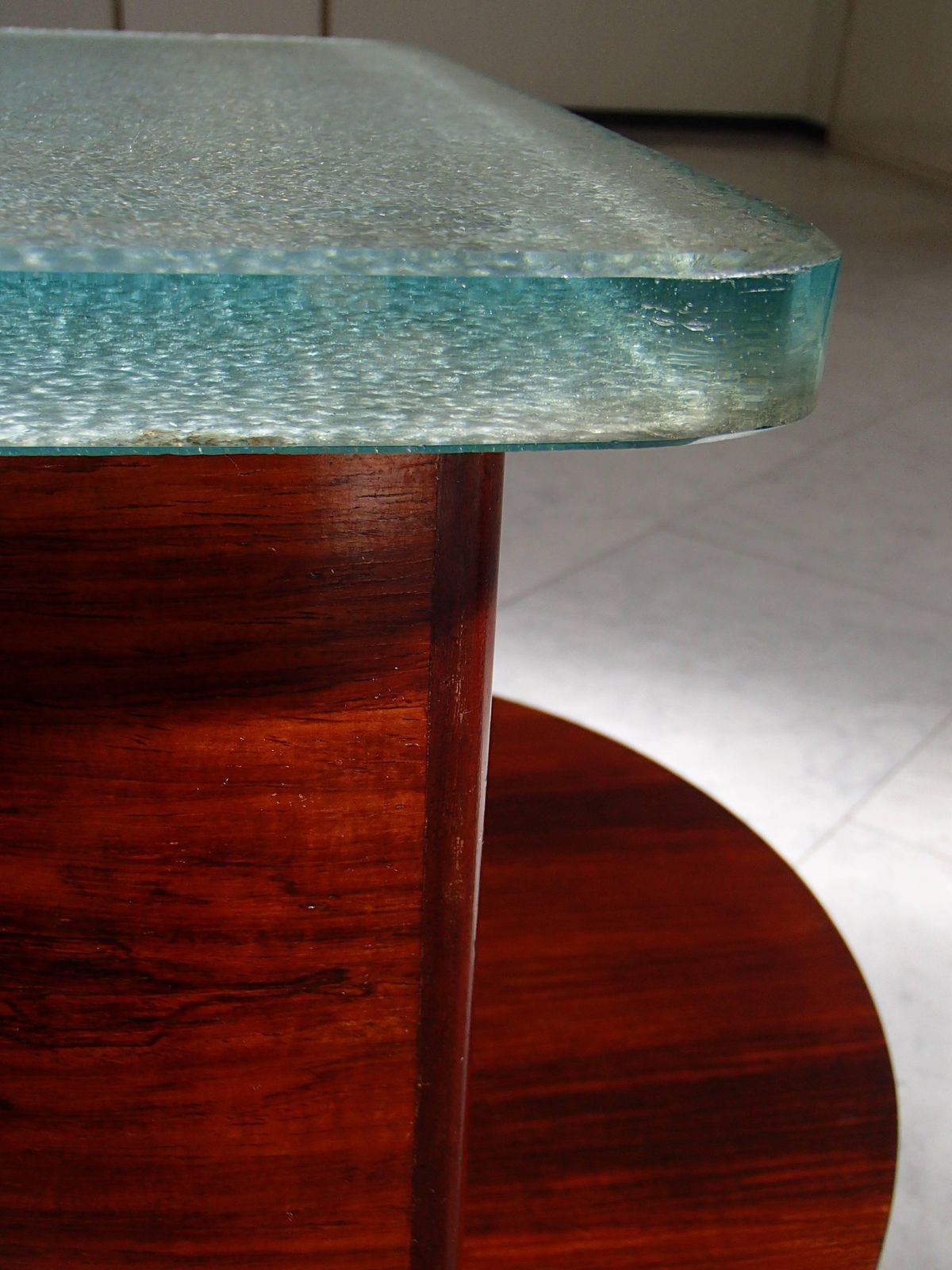 1930 Cubist Modernistic Console Table Rosewood And Thick Glass Top photo Furniture
