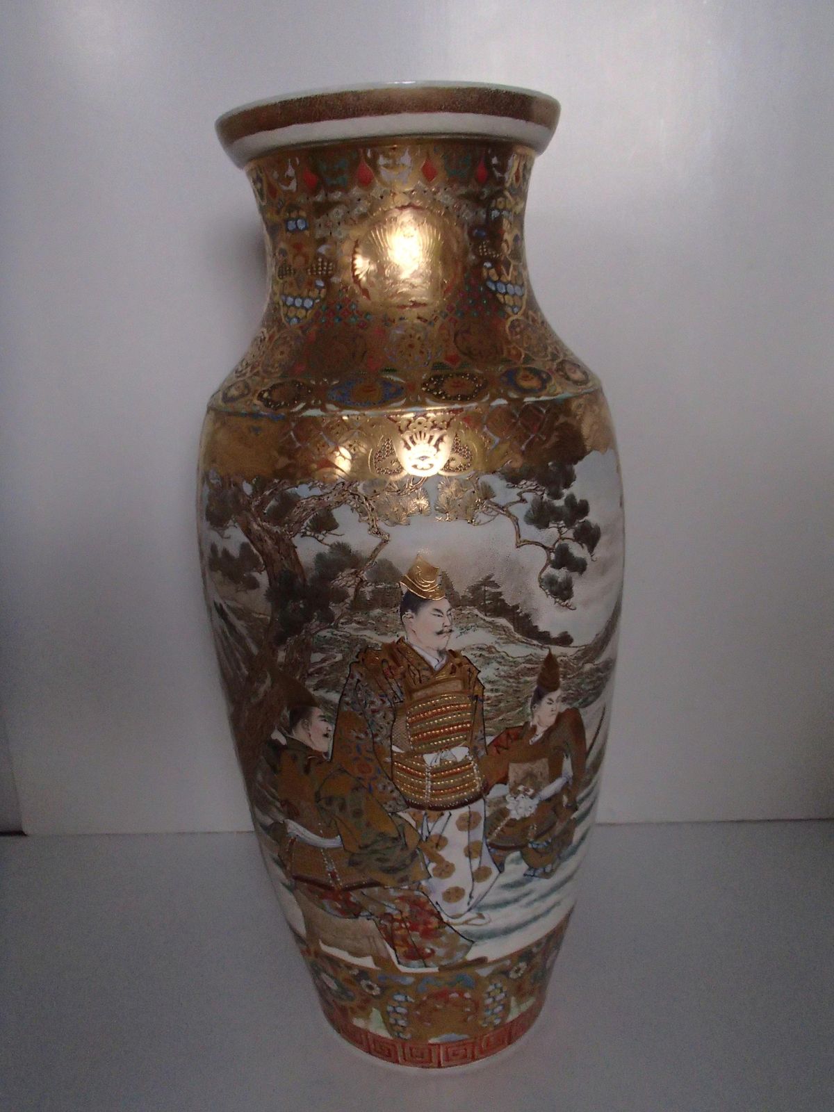 photo furniture 1900 Japanese Satsuma Porcelain Huge Vase With Samurai Scenes