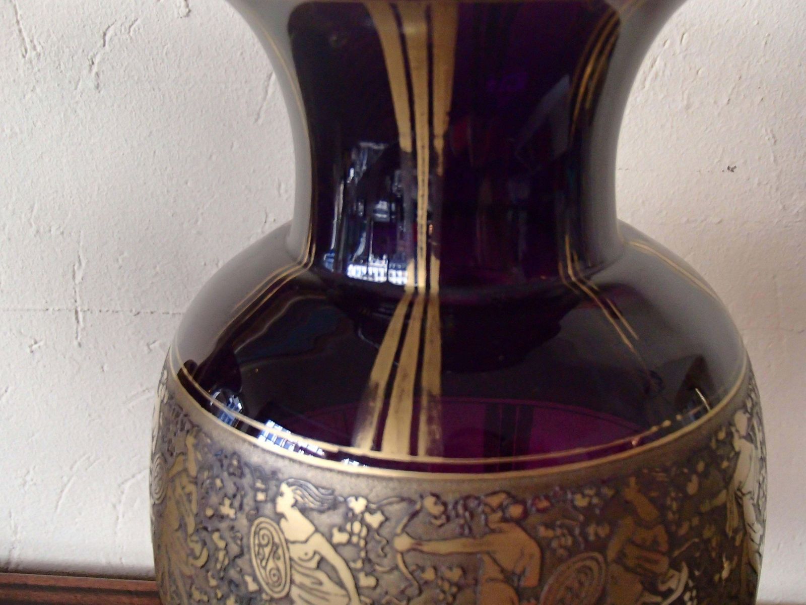 Pair Of Huge Ludwig Moser Karlsbad Vases With Gold Mythological Motives photo Home Decor