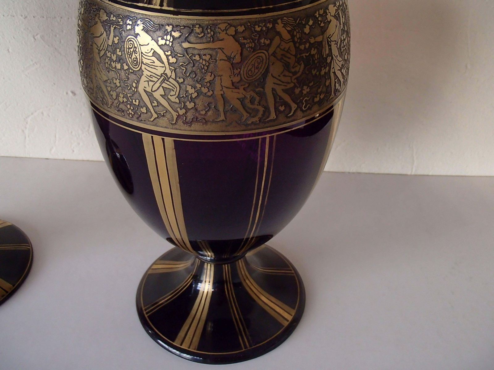 Pair Of Huge Ludwig Moser Karlsbad Vases With Gold Mythological Motives photo buy