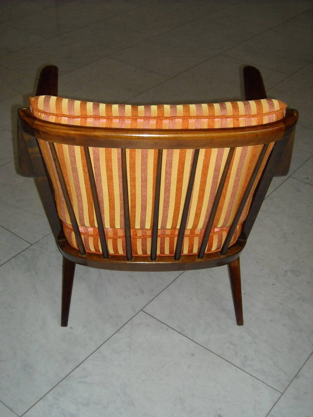 Pair Of Knoll Antimott Armchairs Tinted Birch Yellow Orange Silk Recovered photo buy