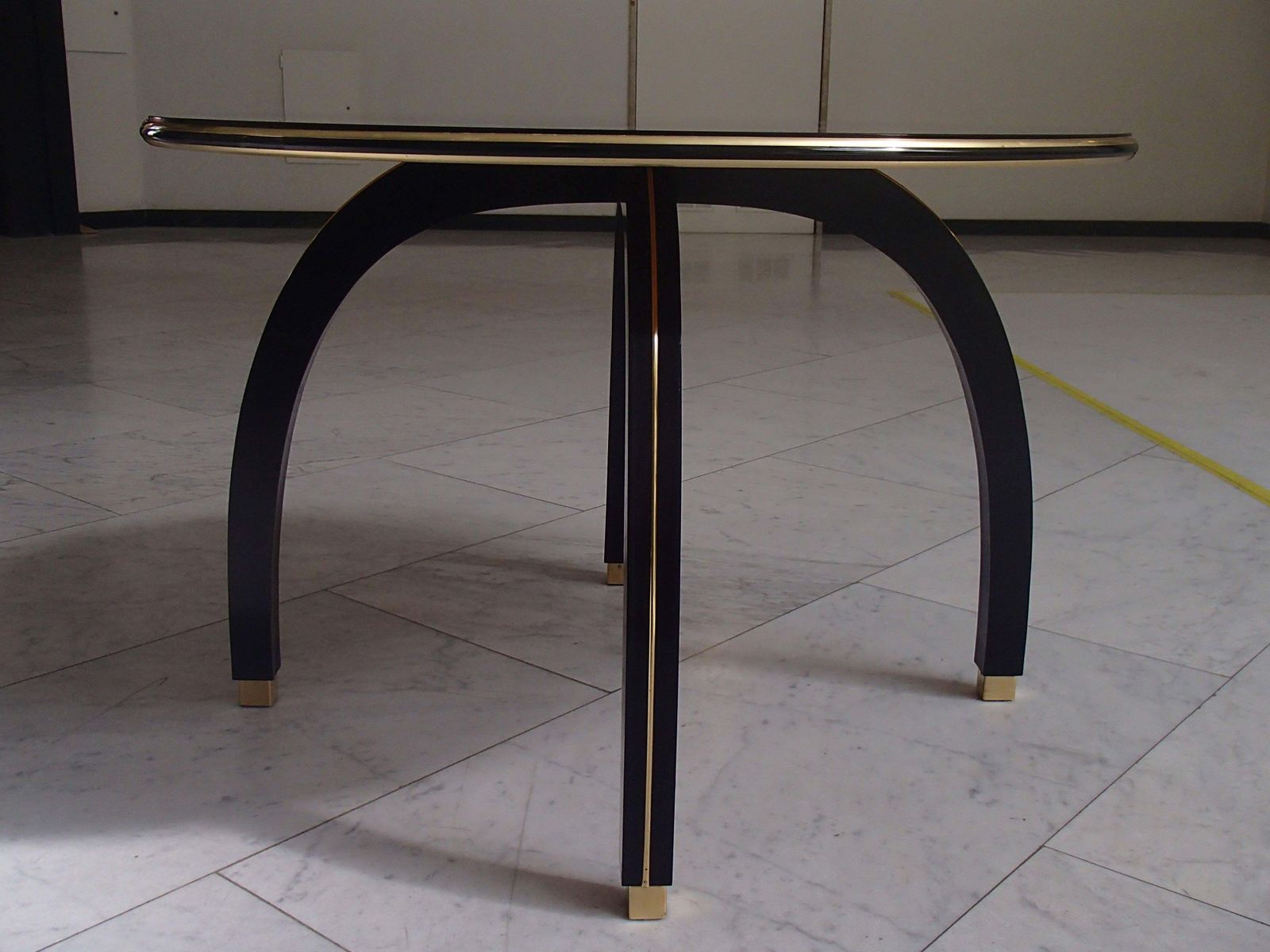 Huge Black Round Glass Side Table In The Style Of Jindrich Halabala photo furniture
