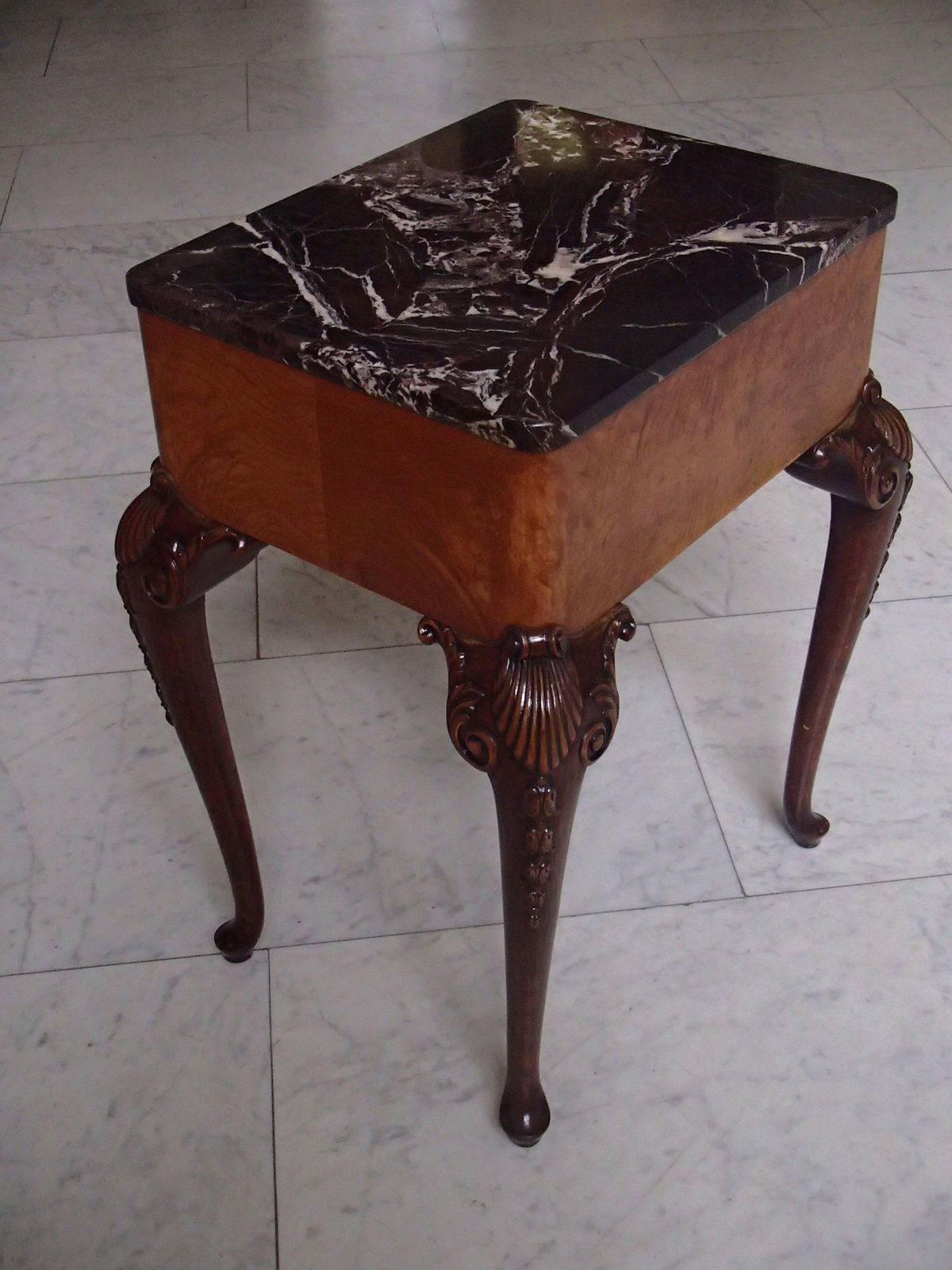 19th Century Chest Of Drawers Side Table Marble Top Carved Legs photo for sale