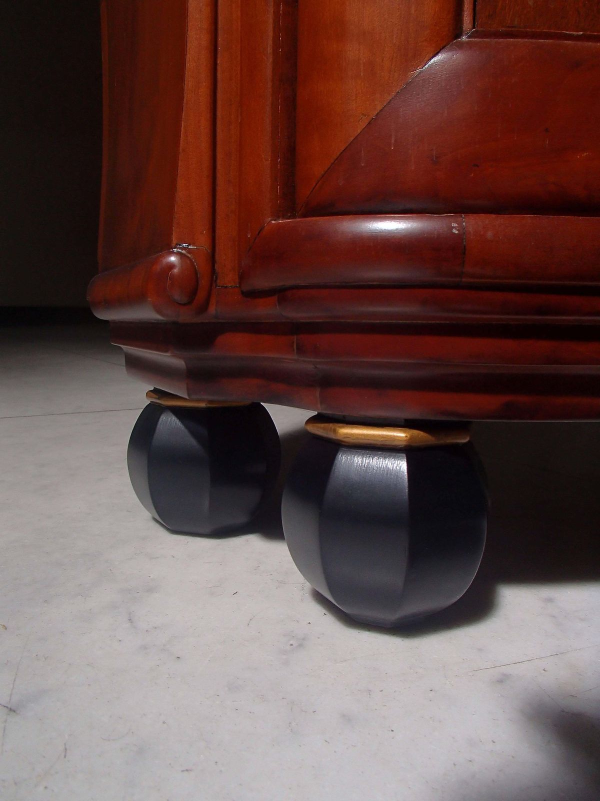 1920 Pair Of Cabinets/Consoles/Cupboards Tinted Birch 4 Ball Legs Floral Emblem photo vinterior