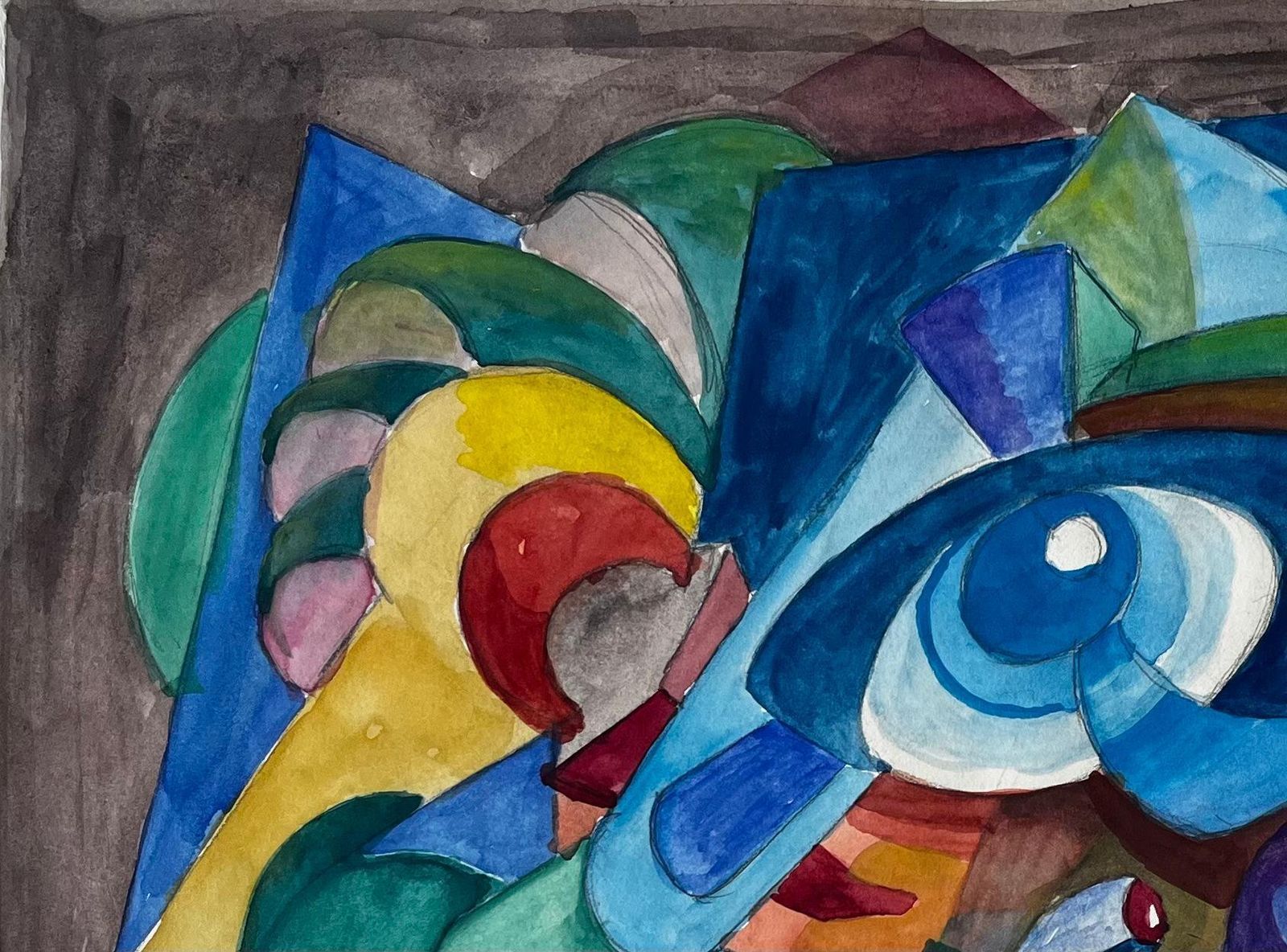 Guy Nicod Abstract Eye Composition French Modernist Watercolour By Guy Nicod photo 725.0