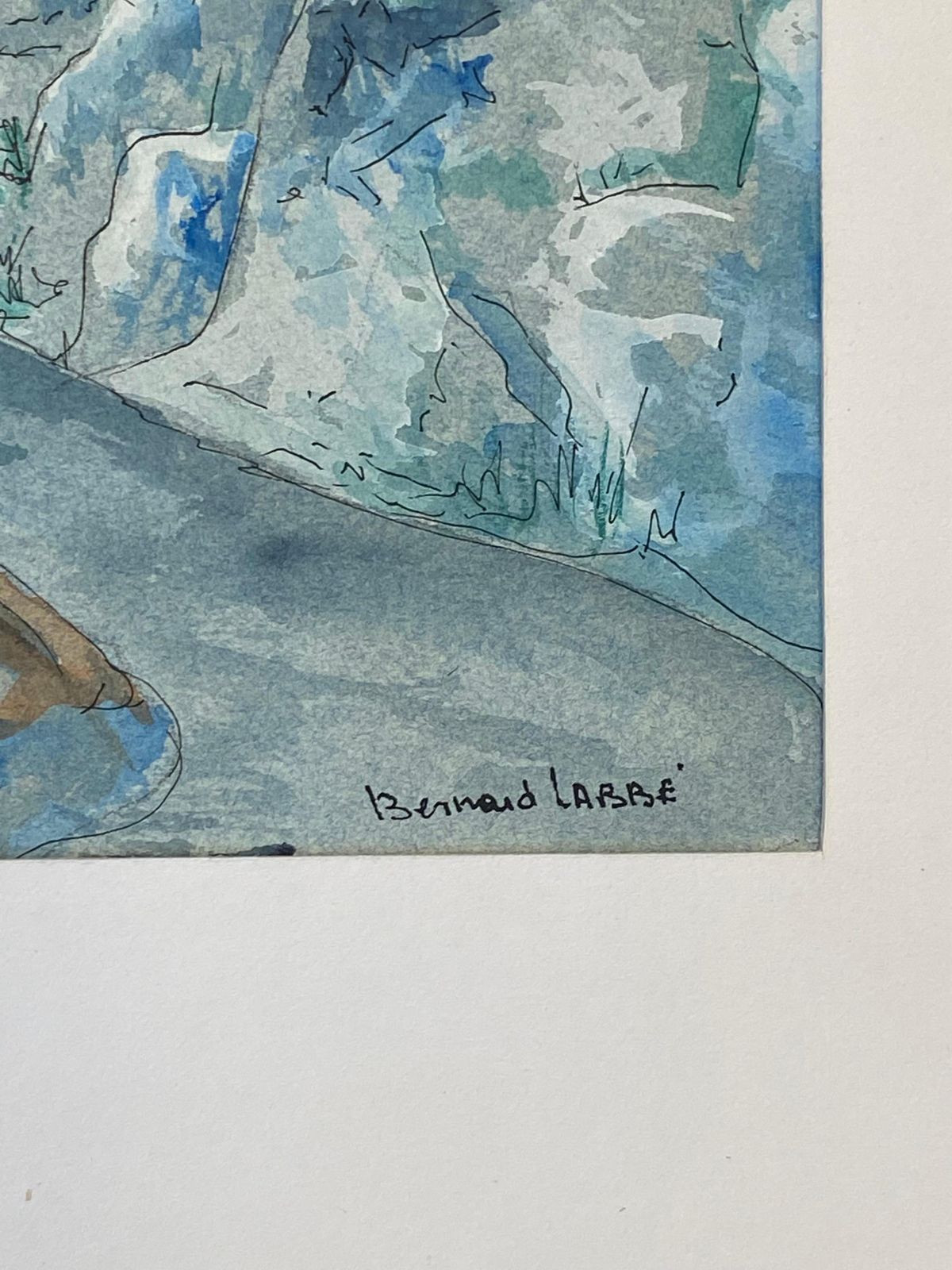 Unknown 1950's French Modernist/ Cubist Painting Signed, Through The Mountains photo vintage