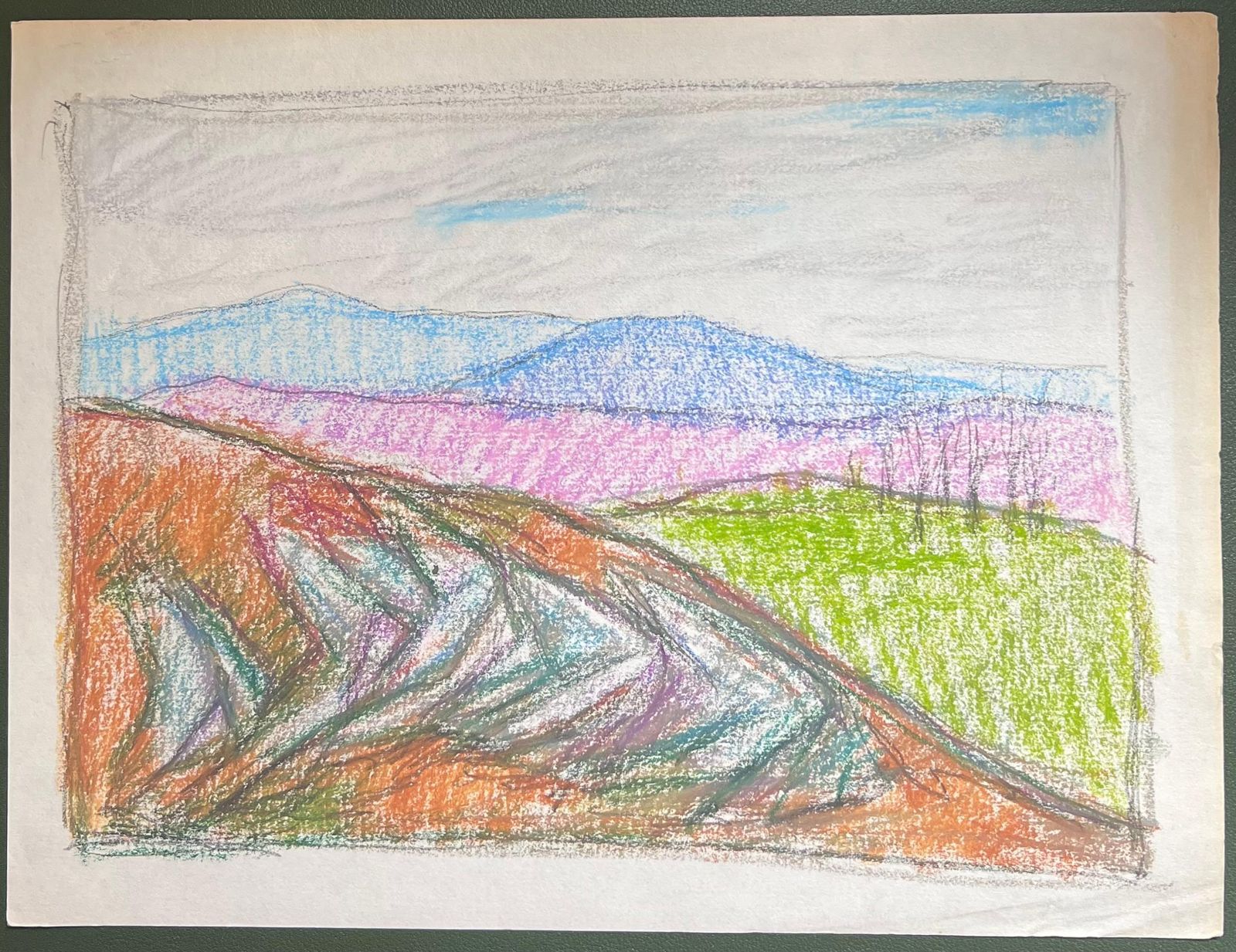 Akos Biro 20th Century French Expressionist Colourful Valley Pastel Landscape photo furniture