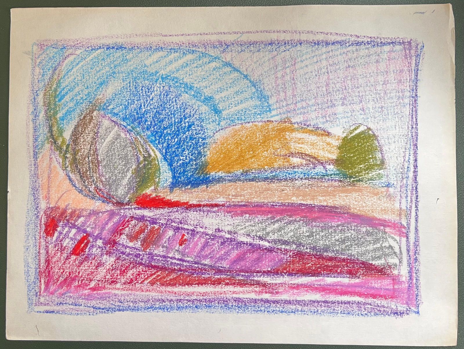 Akos Biro 20th Century French Expressionist Pastel Blue Skies Over Colourful Valleys photo furniture