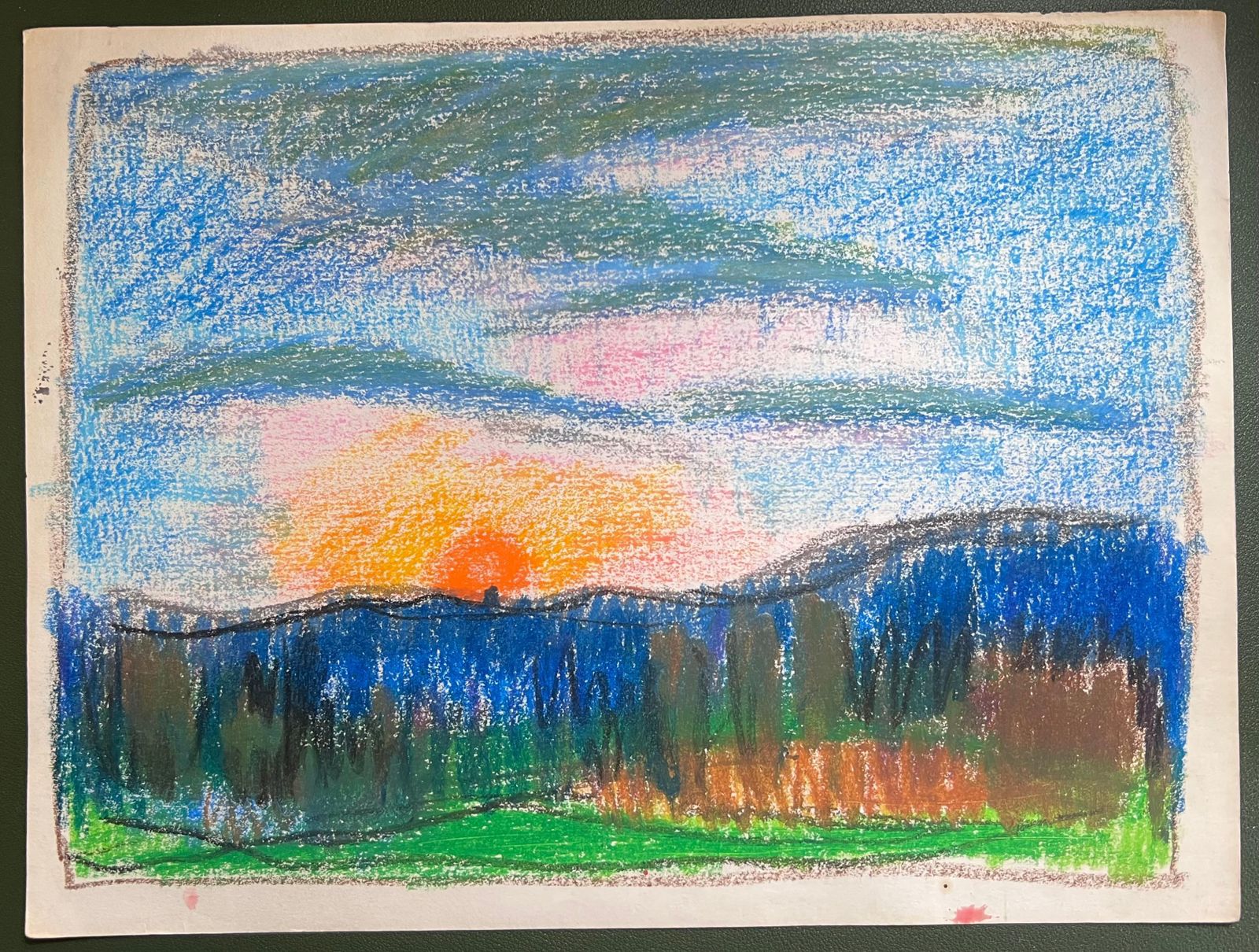 Akos Biro 20th Century French Expressionist Sunrise Peering Through The Sky Over Meadows photo furniture