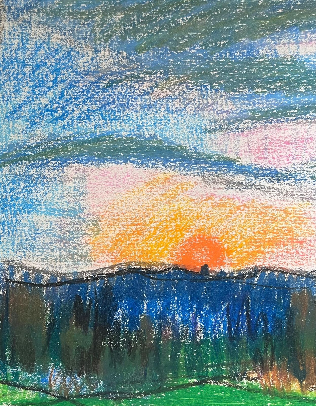 Akos Biro 20th Century French Expressionist Sunrise Peering Through The Sky Over Meadows photo 310.0