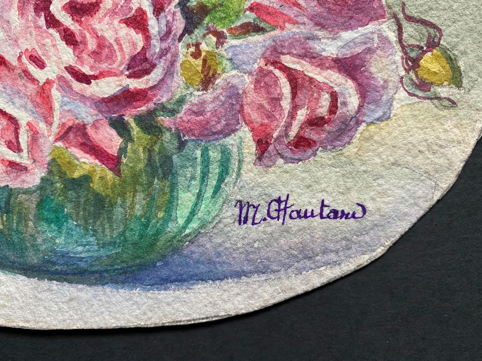 Unknown Early 1900's French Impressionist Signed Flower Watercolour By Marie Carreau Circa 1900s photo for sale