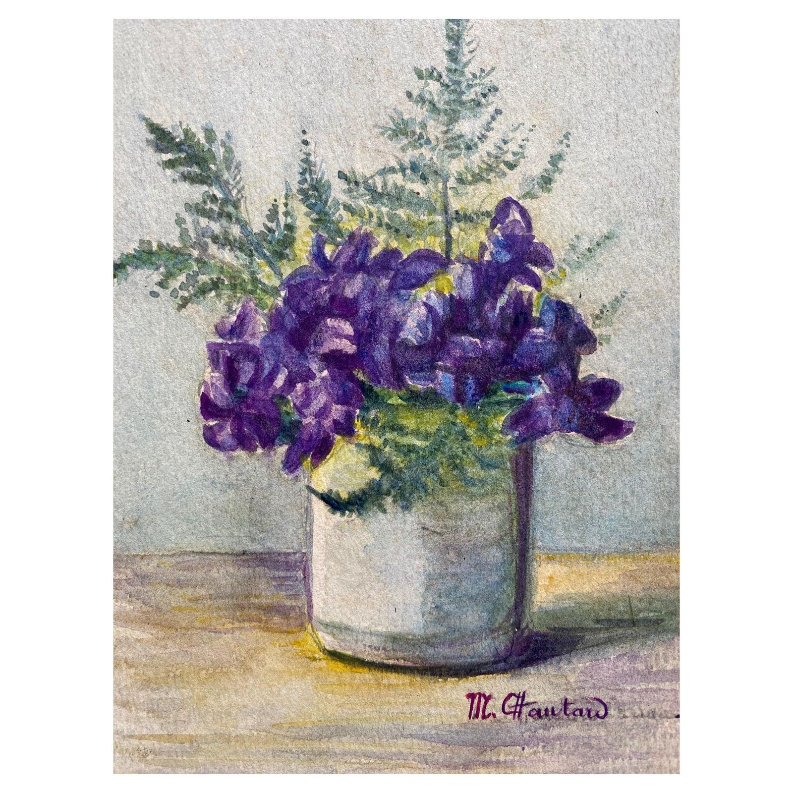 Unknown Early 1900's French Impressionist Signed Flower Watercolour By Marie Carreau Circa 1900s