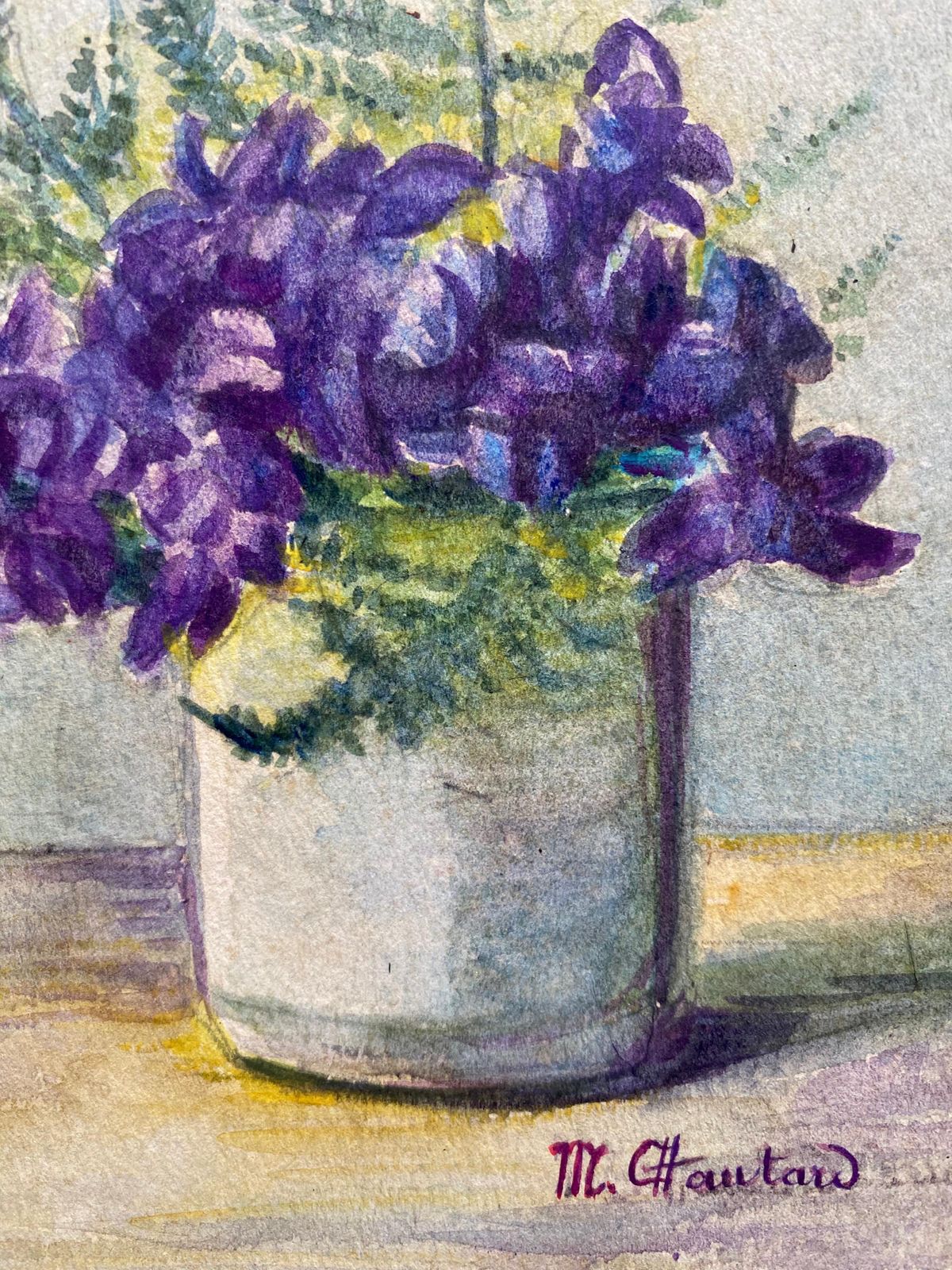 Unknown Early 1900's French Impressionist Signed Flower Watercolour By Marie Carreau Circa 1900s photo Art
