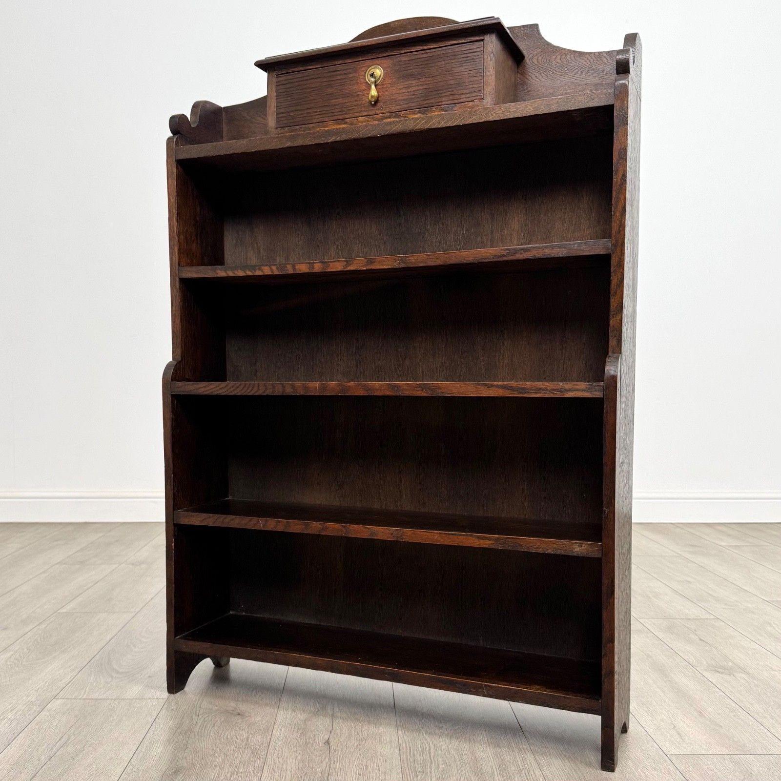 Antique 20th Century Good Quality Open Bookcase In Oak photo furniture