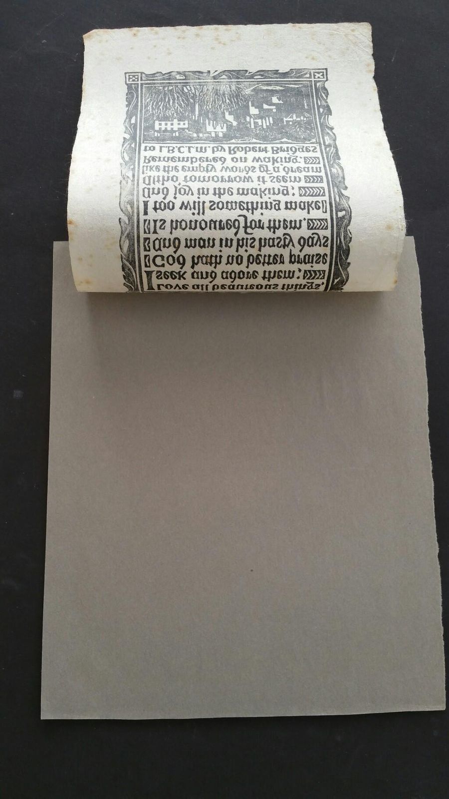 Unknown English Antique Woodcut Engraving, Signed, Of Prose By Robert Bridges Circa 1920 1930 photo buy