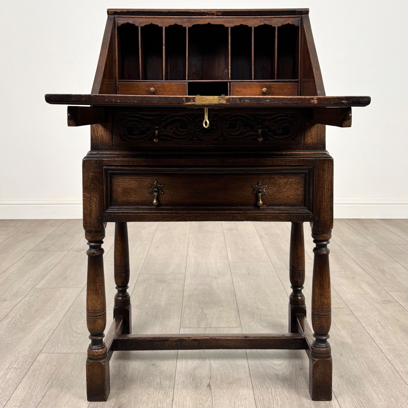Antique 20th Century Fine Quality Small Oak Bureau photo furniture