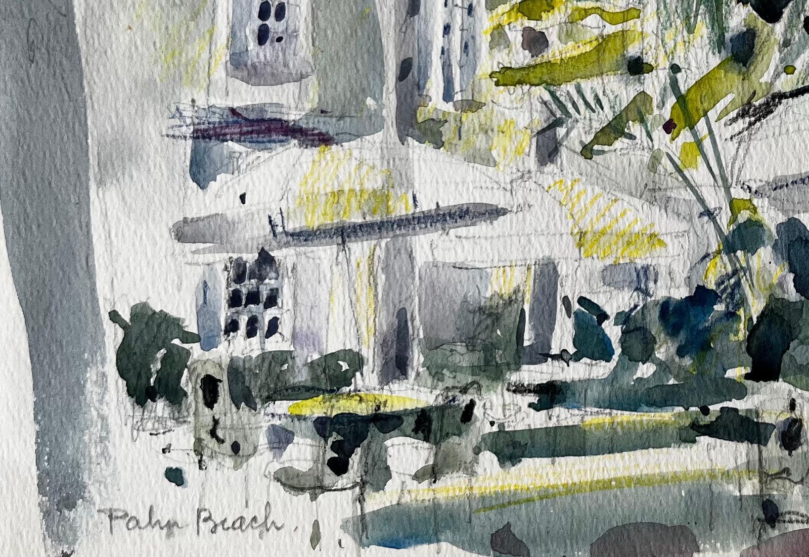 Pierre Neveu Royal Court Terrace And Garden Monte Carlo Watercolour Study photo 545.0