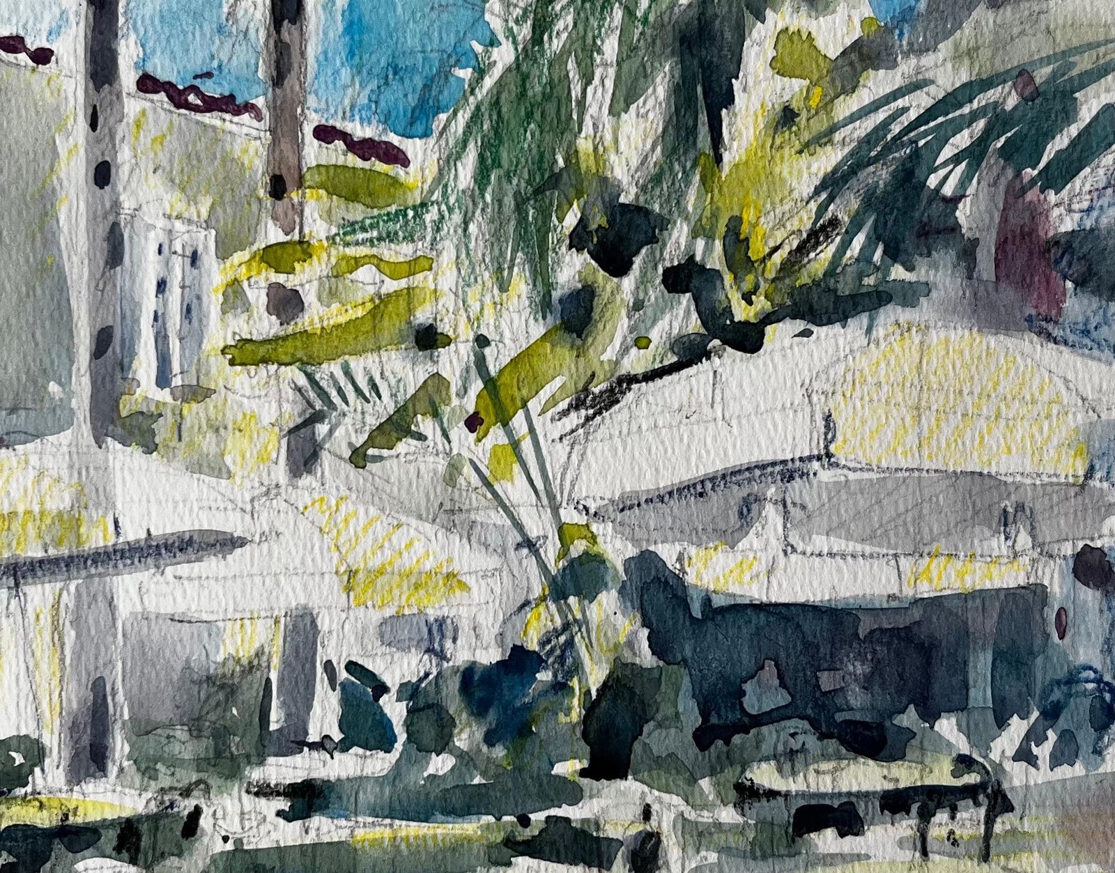 Pierre Neveu Royal Court Terrace And Garden Monte Carlo Watercolour Study photo vinterior