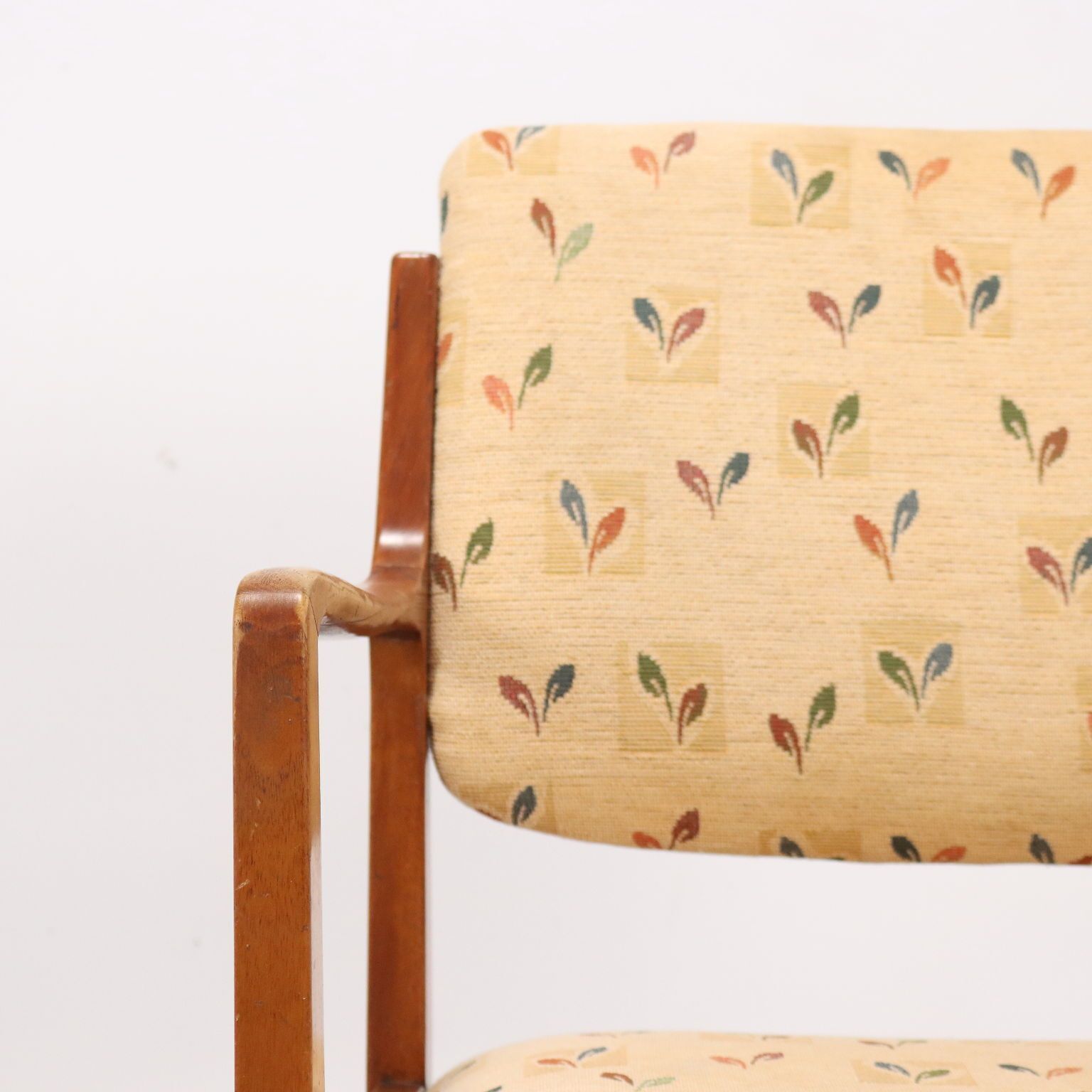 Vintage Chairs Beech Wood Fabric Italy 1950s 60s photo Furniture