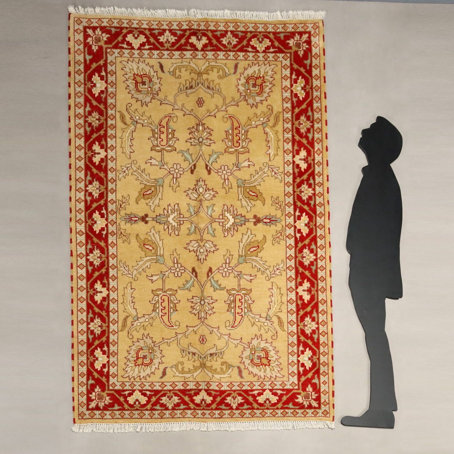 Antique Ziegler Carpet Cotton Heavy Knot India 88 X 59 In photo for sale