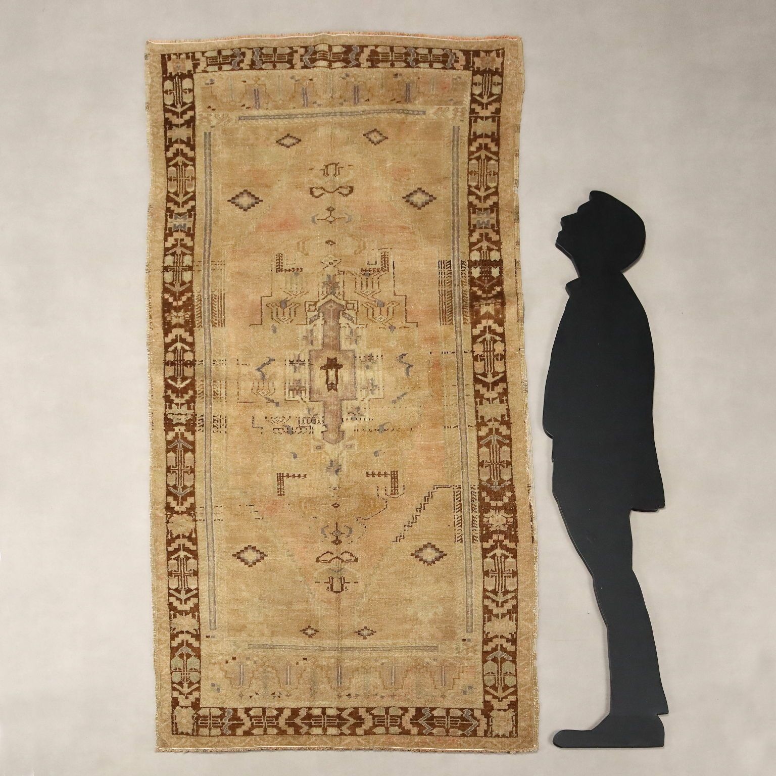 Antique Kazak Carpet Wool Thin Knot Handmade 90 X 44 In photo furniture