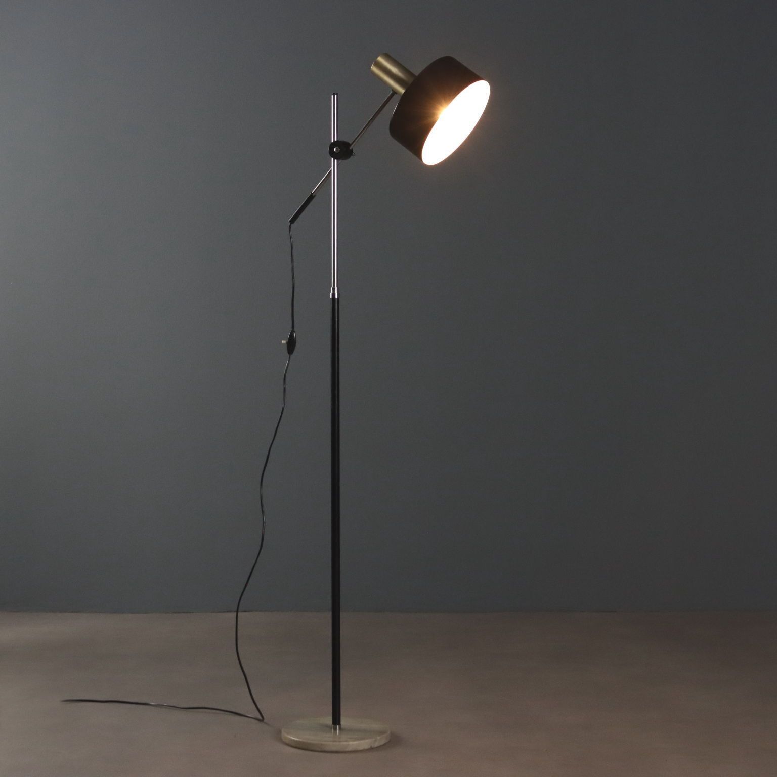 Vintage Floor Lamp Aluminium Metal Design Italy 1960s