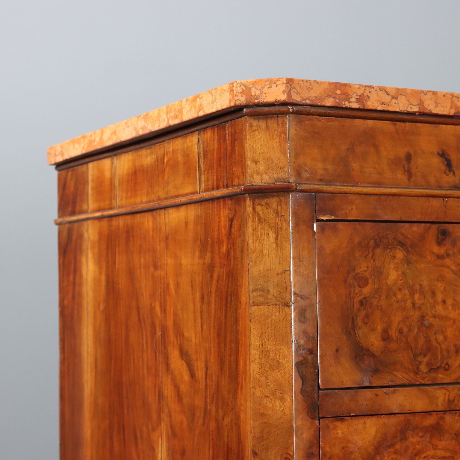 photo furniture Antique Biedermeier Secretaire Feather Walnut Burl Austria XIX Century