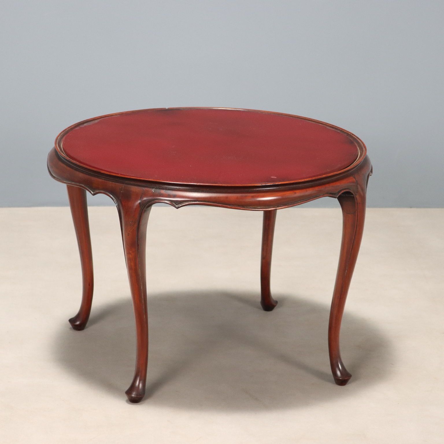 Antique Coffee Table Mahogany Opaline Glass Italy XX Century