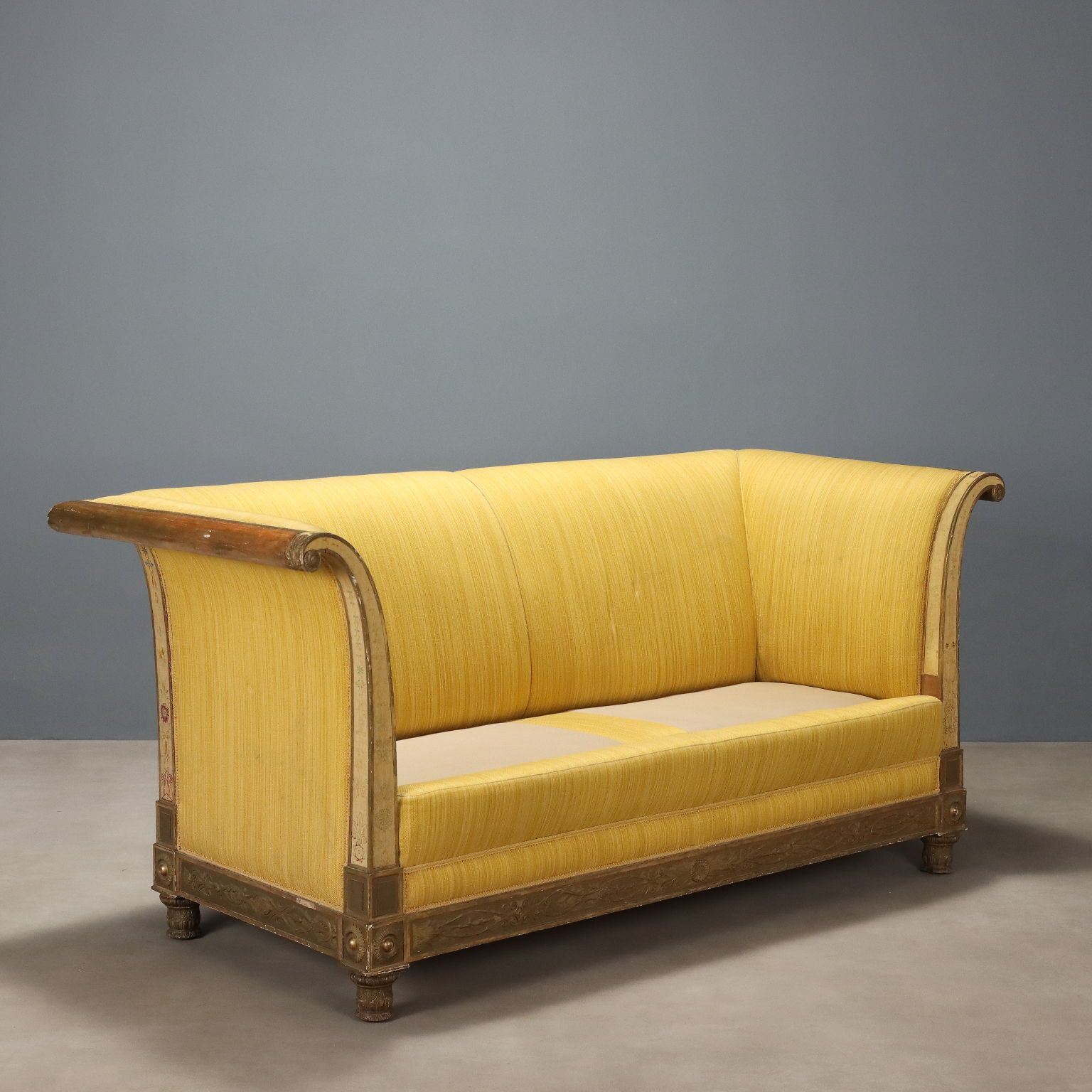 Antique Sofa Restoration Carved Gilded Wood Italy XIX Century