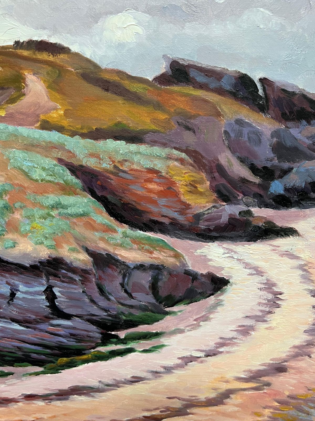 Georges Bordonove French Impressionist Oil Painting Coastal Path With Majestic Cliffs photo for sale