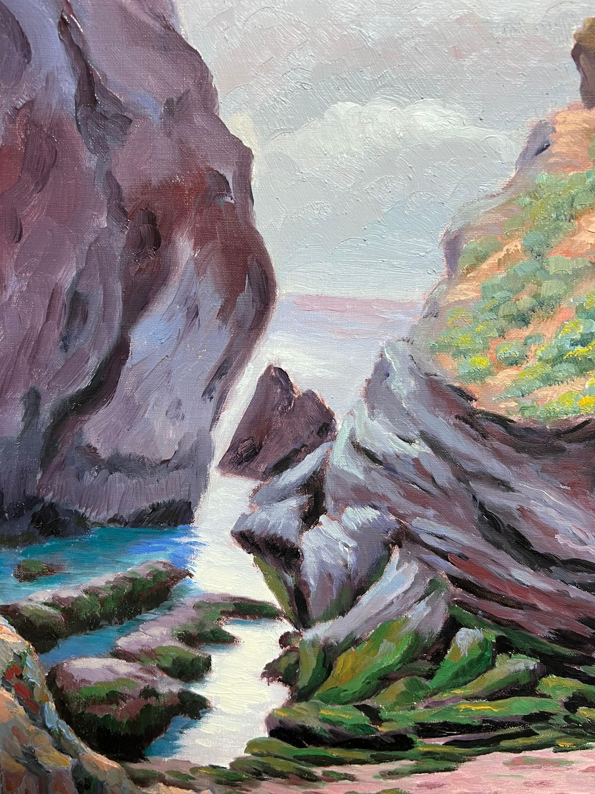 Georges Bordonove French Impressionist Oil Painting Coastal Path With Majestic Cliffs photo buy