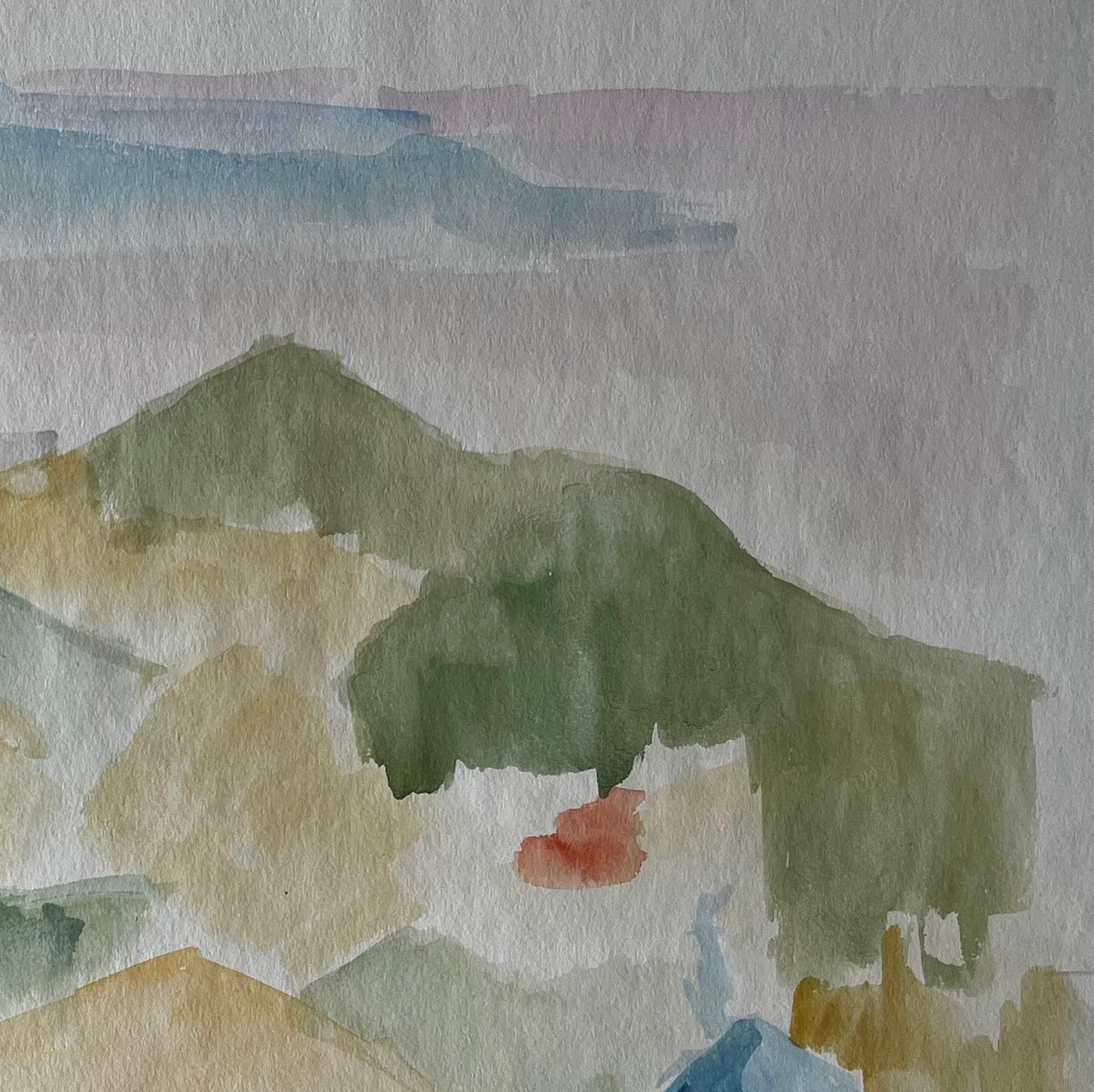 Guy Nicod Mountain Landscape With Cypress French Modernist Gouache By Guy Nicod photo 455.0