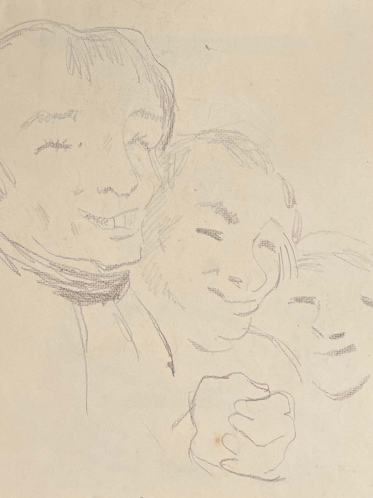 Robert Ladou Pencil Sketch Of Caricatures Faces Original French Artwork 20th Century photo furniture