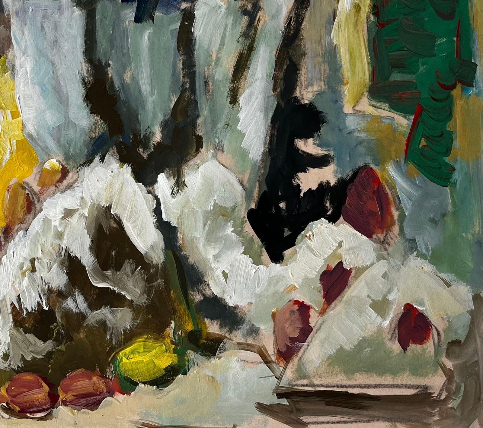 Guy Nicod Still Life With Lemons Chestnuts And Yellow Jug French Modernist Gouache photo 555.0