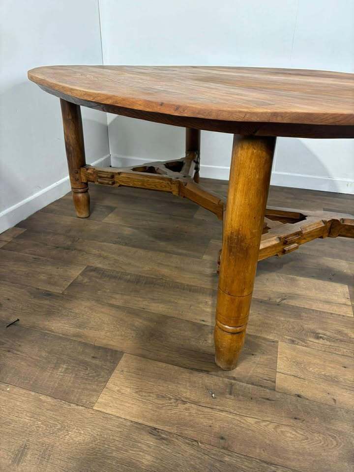 Custom Made Oval Elm Dining Table photo vintage