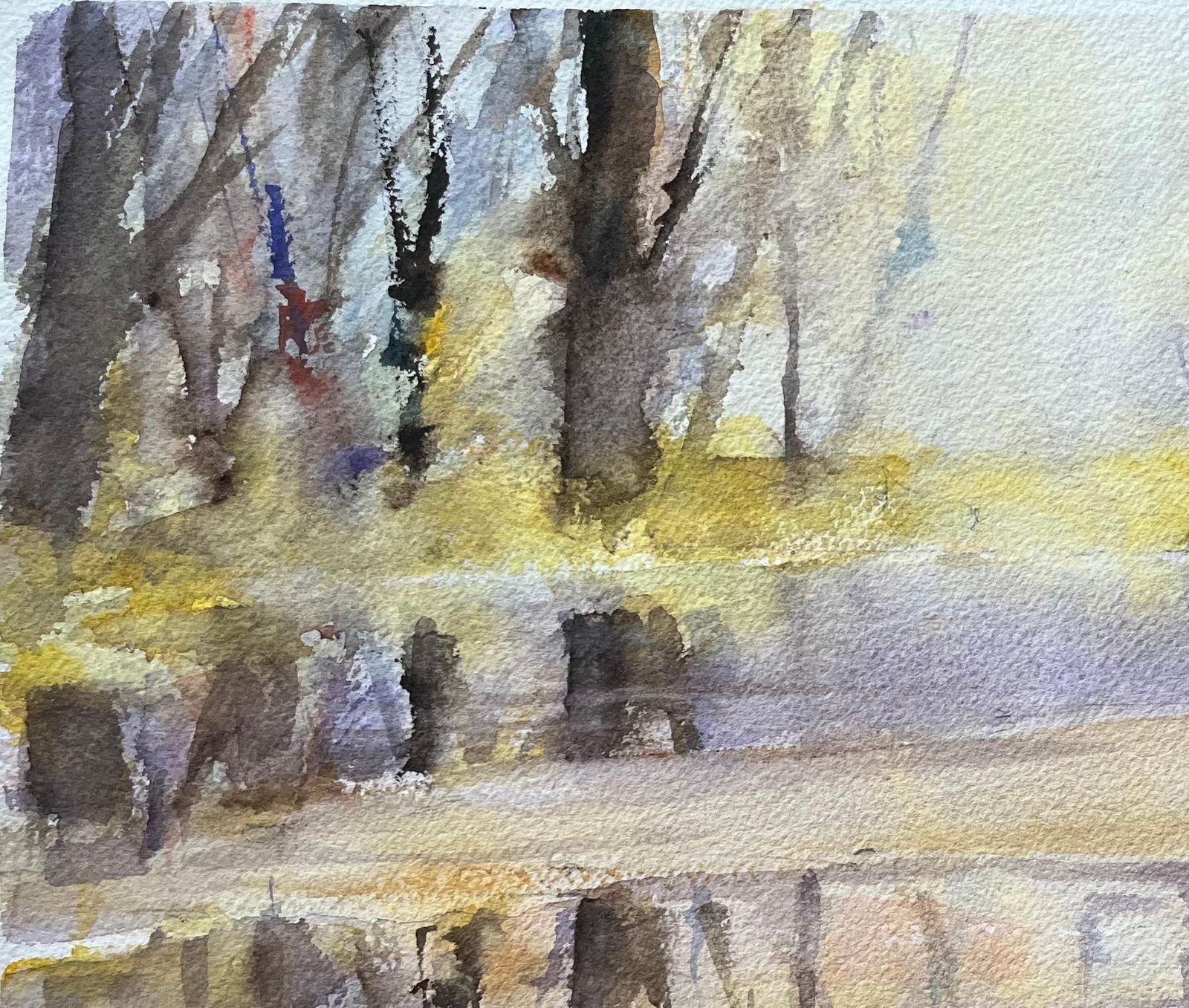 Anthony Avery British Impressionist Watercolor Of A Misty Woodland Scene With Lake Reflections photo vinterior